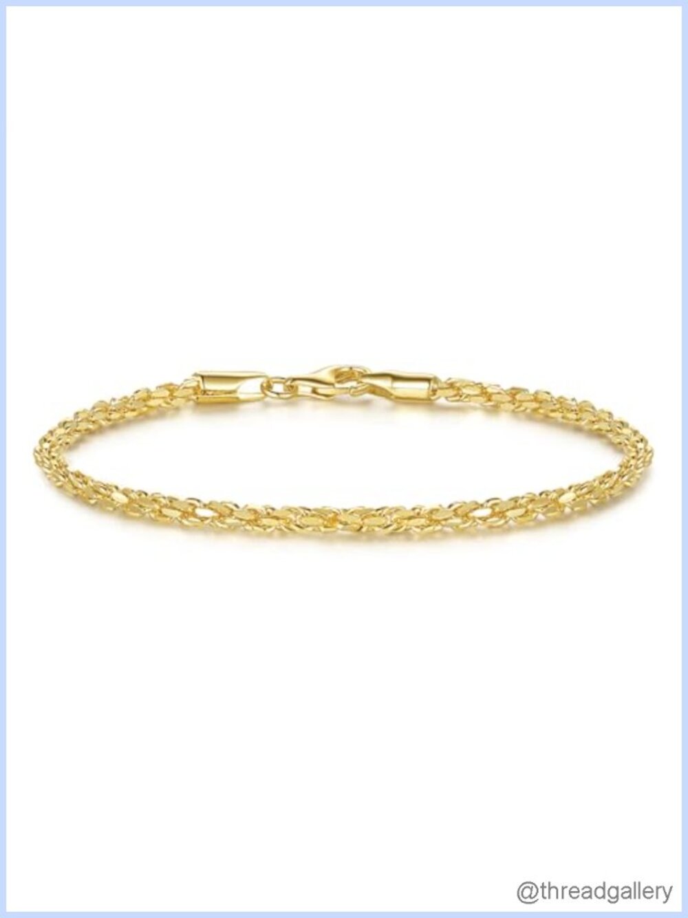 14k Gold Plated Rope Chain Bracelet for Women Lobster Clasp Stackable 7in